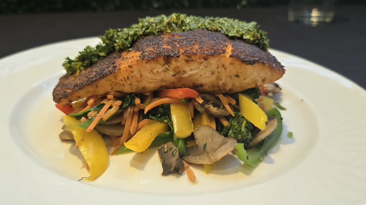 AFS Club private club restaurant Grilled salmon